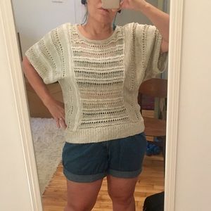 Elegant Tan Knit Summer Sweater M